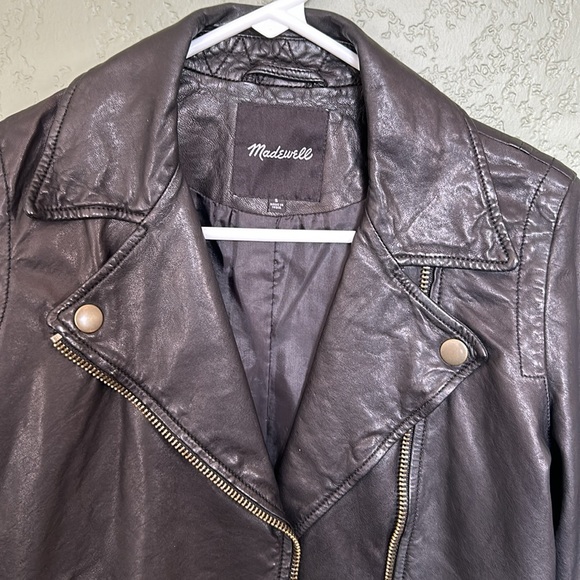 Madewell Washed Motorcycle Leather Jacket: Brass Hardware Edition - Picture 8 of 13
